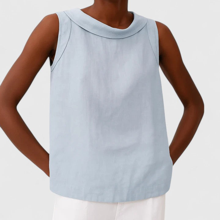 Anastine | Sophisticated Top with Stylish Roll Collar