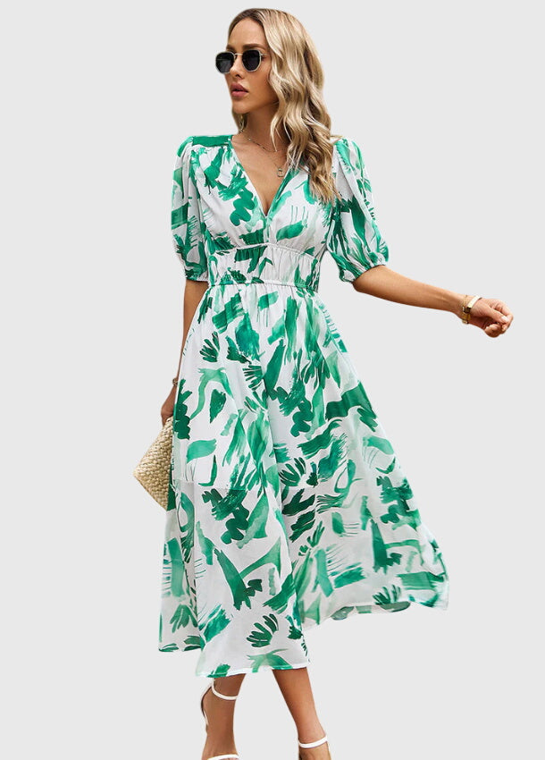 Merlin™ | Elegant Floral Midi Dress