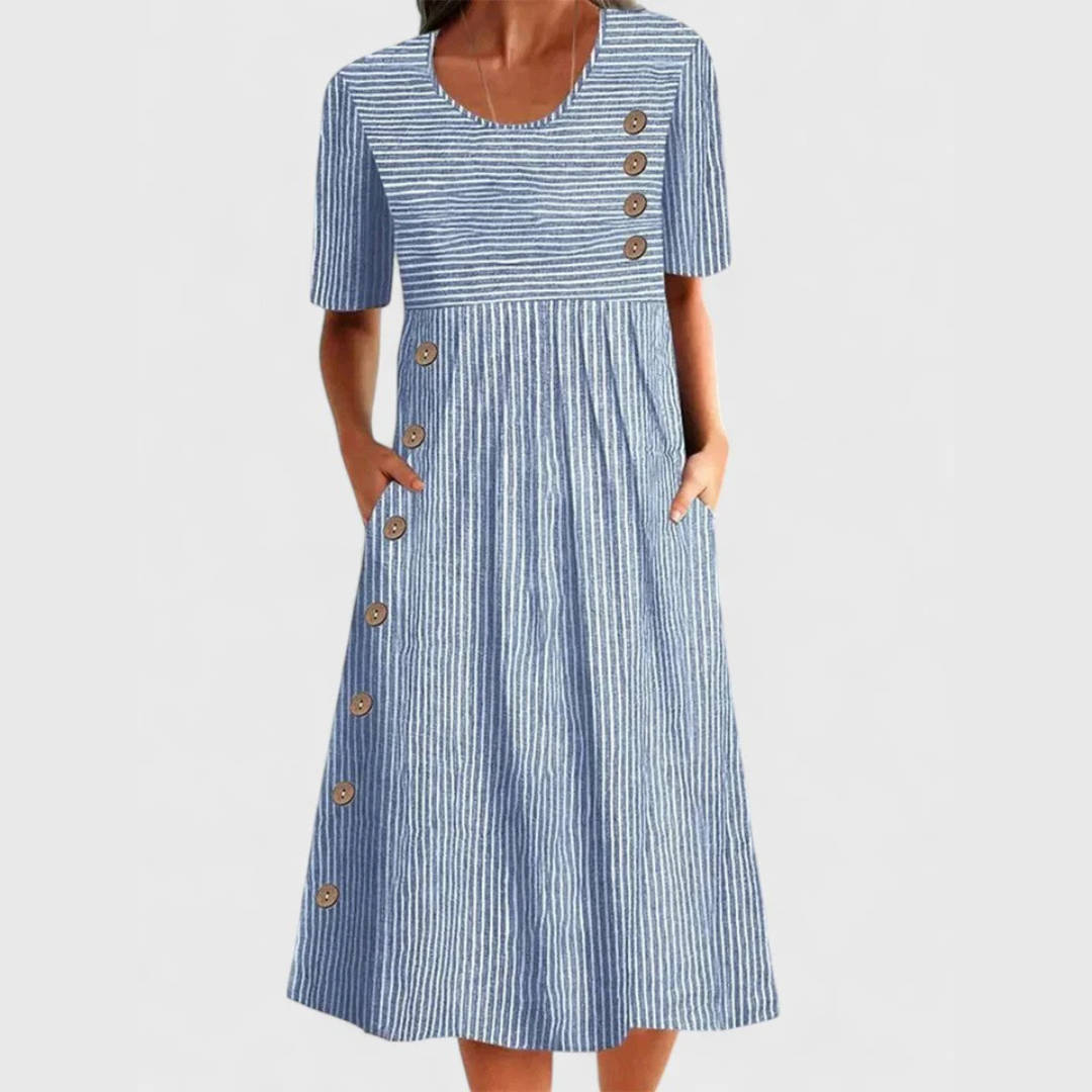 Wanda™ Striped Midi Dress - Stylish & Versatile