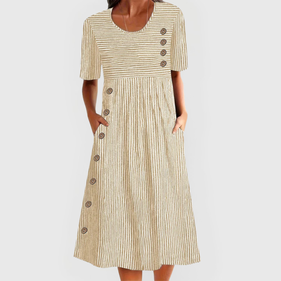 Wanda™ Striped Midi Dress - Stylish & Versatile