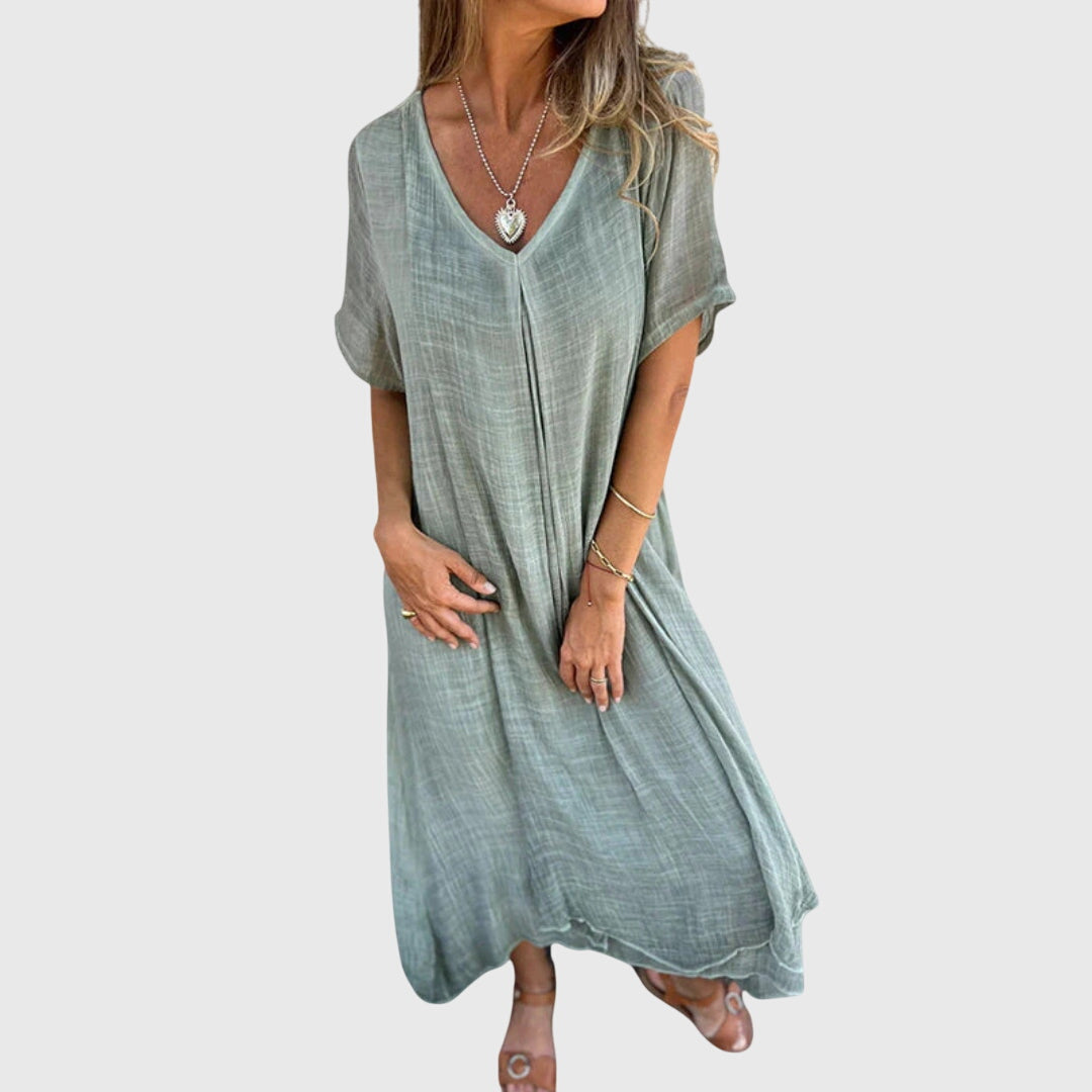 Fiona™ – Chic Lightweight V-Neck Dress