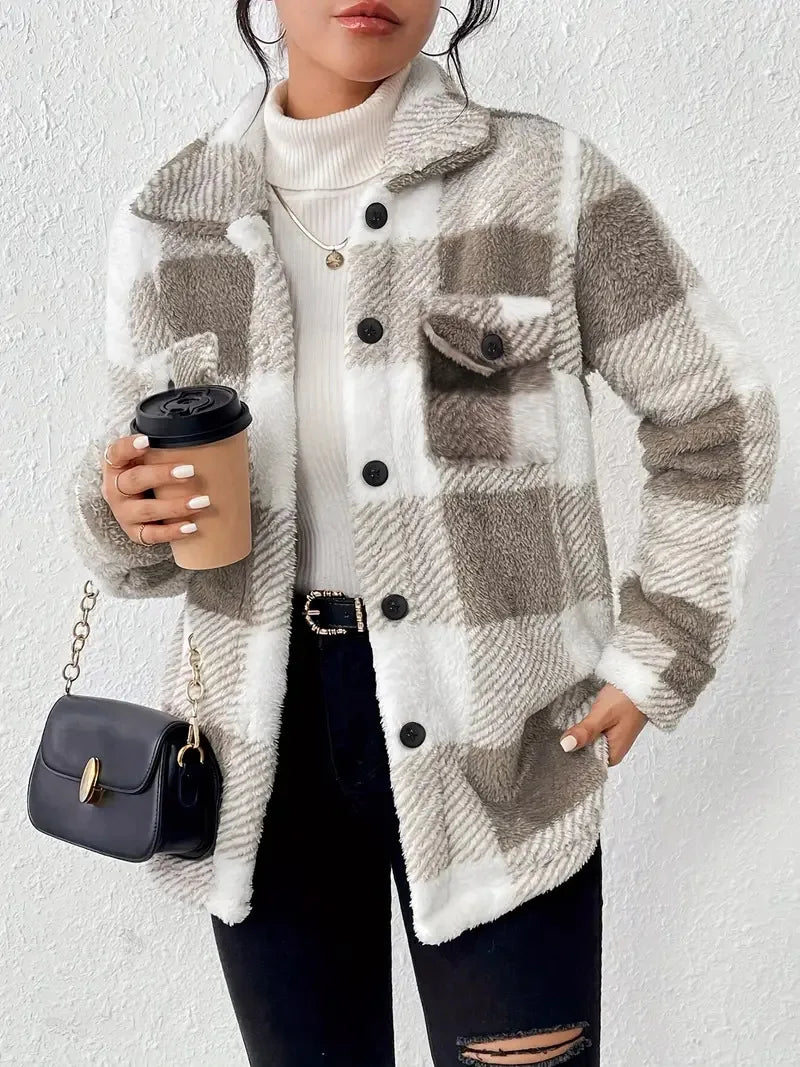 Martin | Trendy Plaid Fleece Coat