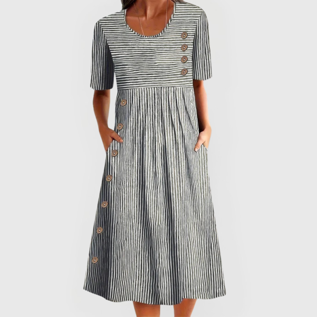 Wanda™ Striped Midi Dress - Stylish & Versatile