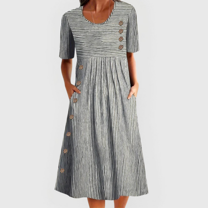 Wanda™ Striped Midi Dress - Stylish & Versatile
