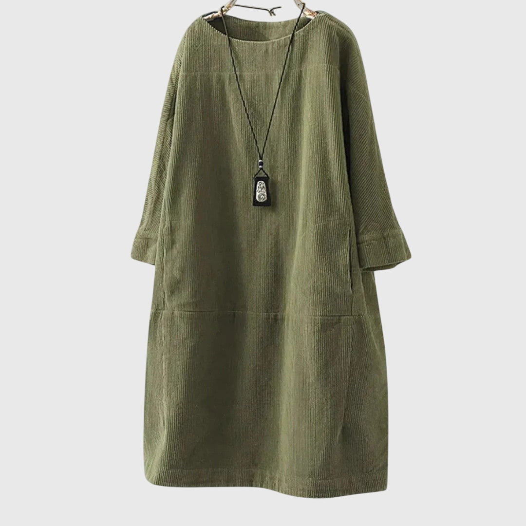 Grace | Casual Corduroy Midi Dress