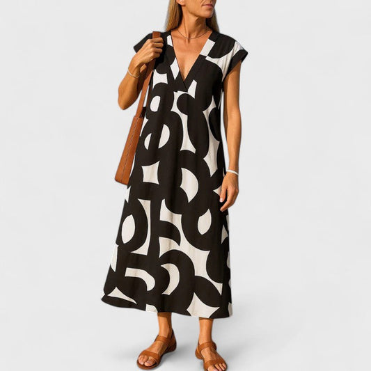 Valery™ | Elegant V-Neck Flowing Dress